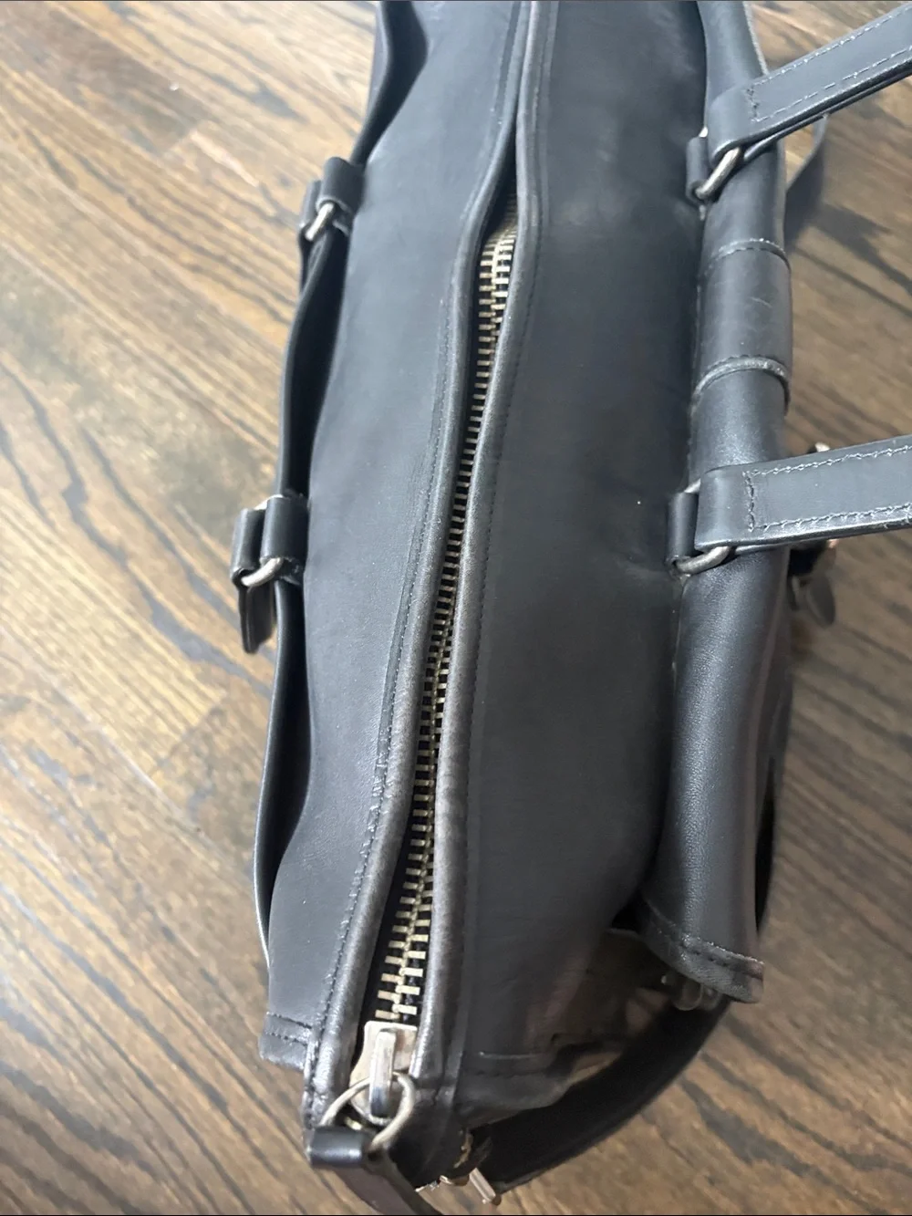 Classic Black Leather Briefcase with Shoulder Strap by COACH